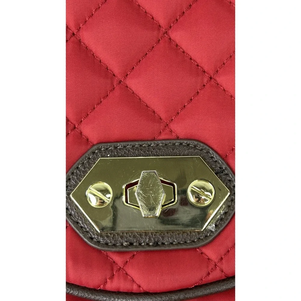 Steve Madden‎ Purse Quilted Flap Crossbody/Saddle Bag-Red Medium Nylon Travel